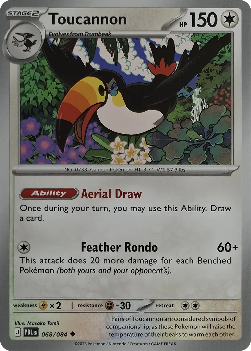 2026 Pokemon Pitch Black Toucannon #068/084 Uncommon front
