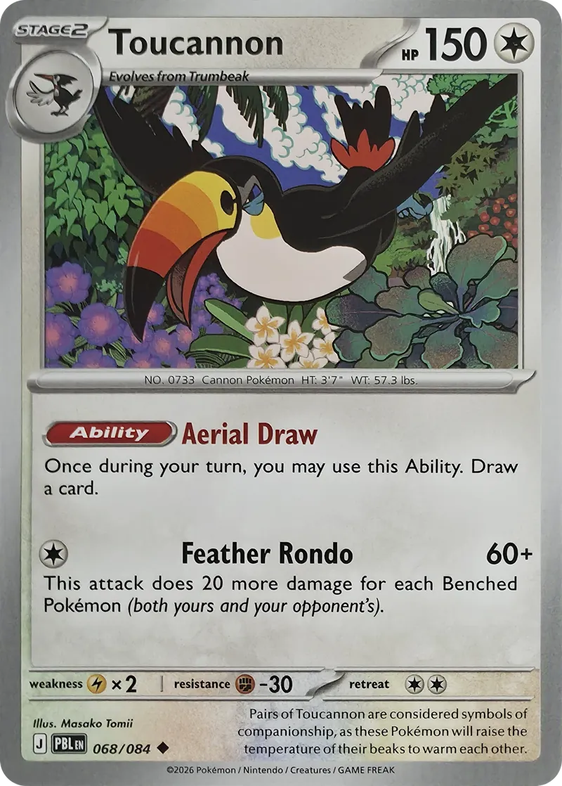 2026 Pokemon Pitch Black Toucannon #068/084 Uncommon front