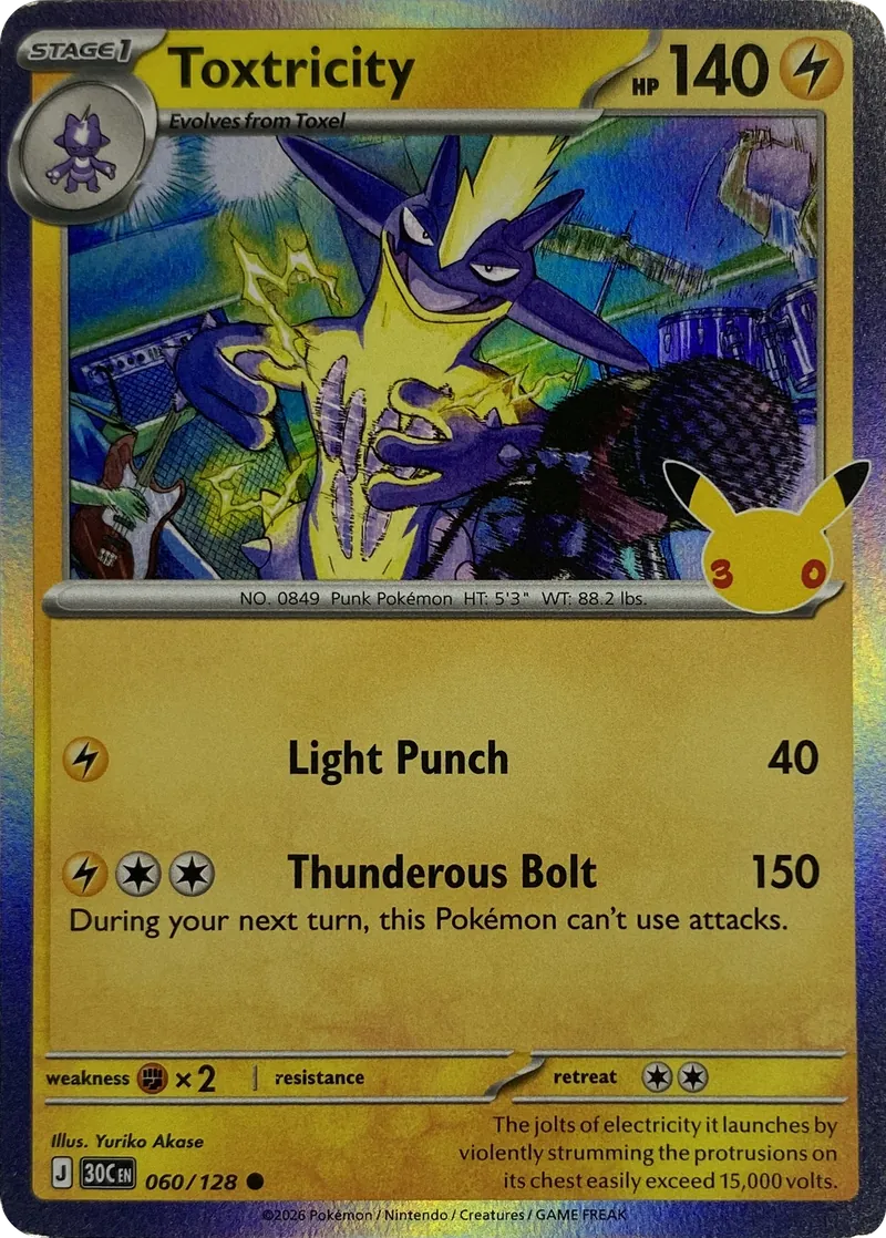 2026 Pokemon 30th Celebration Toxtricity #060/128 Common front