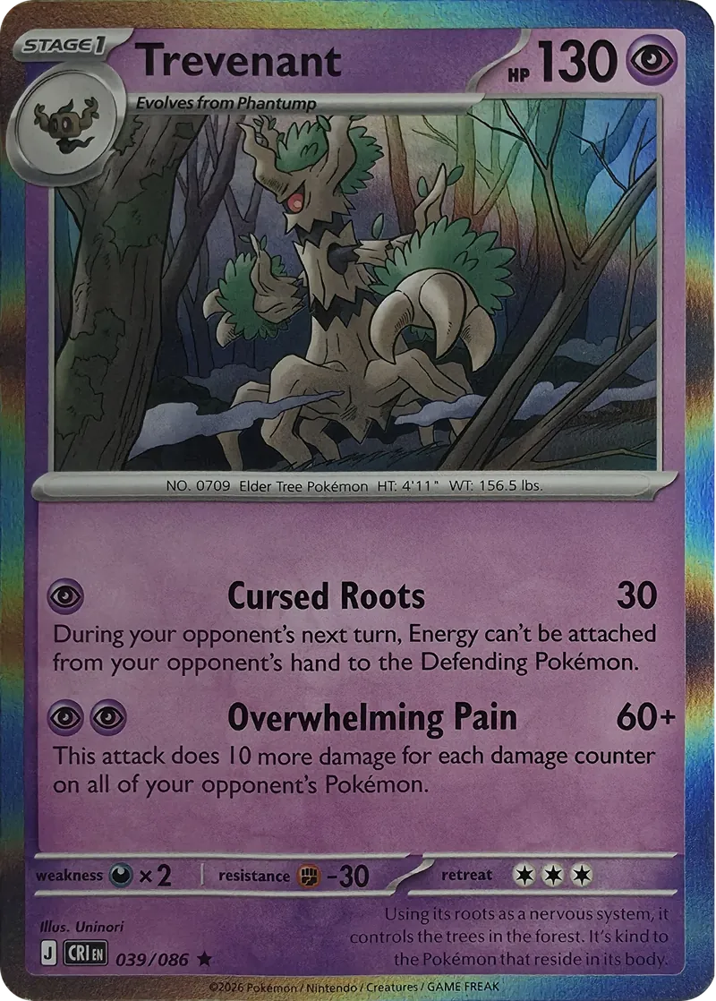 2026 Pokemon Chaos Rising Trevenant #039/086 Holo Rare front