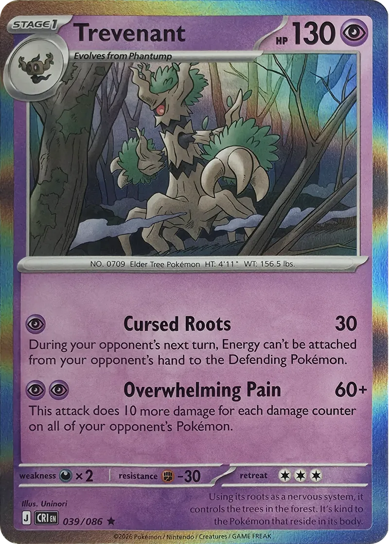 2026 Pokemon Chaos Rising Trevenant #039/086 Holo Rare front
