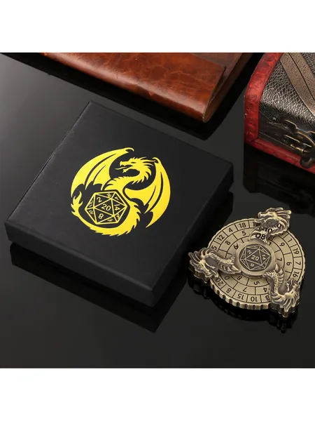 Turntable Dice Spinner Set, Zinc Alloy RPG Tracker, Bronze or Dark Sil, photo 6