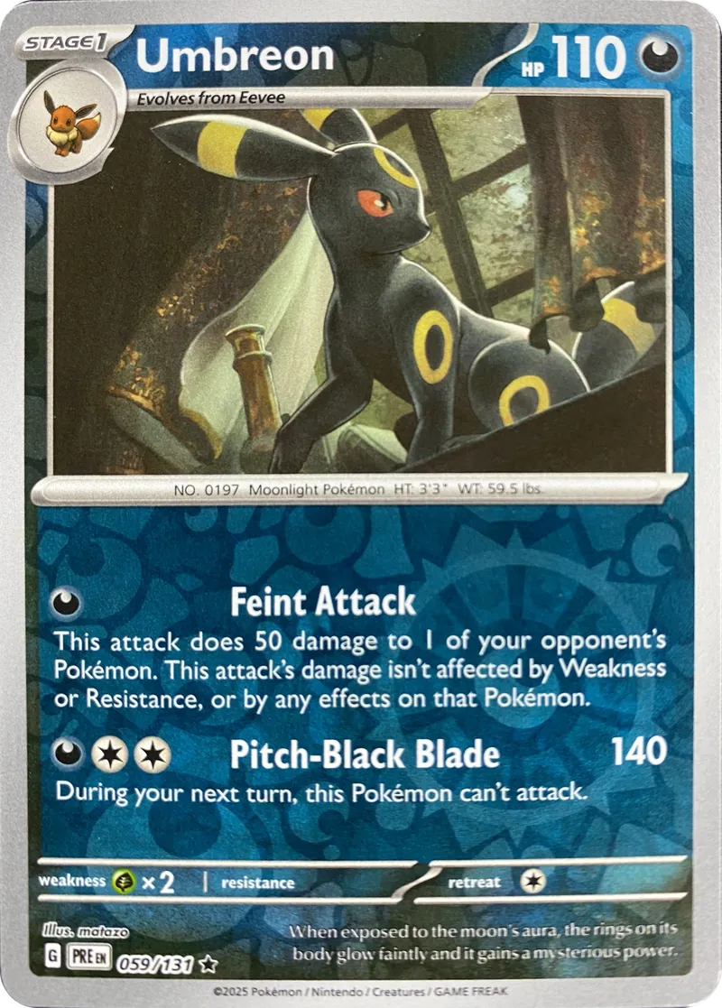 2025 Pokemon Prismatic Evolutions Umbreon #059/131 Holo Rare front