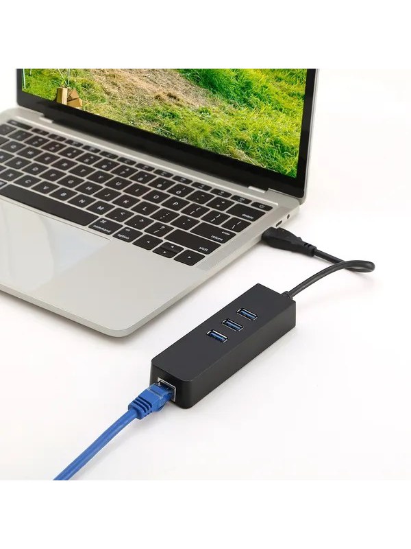 USB 3.0 to Gigabit Ethernet Hub, 3-Port Wired Adapter, photo 3