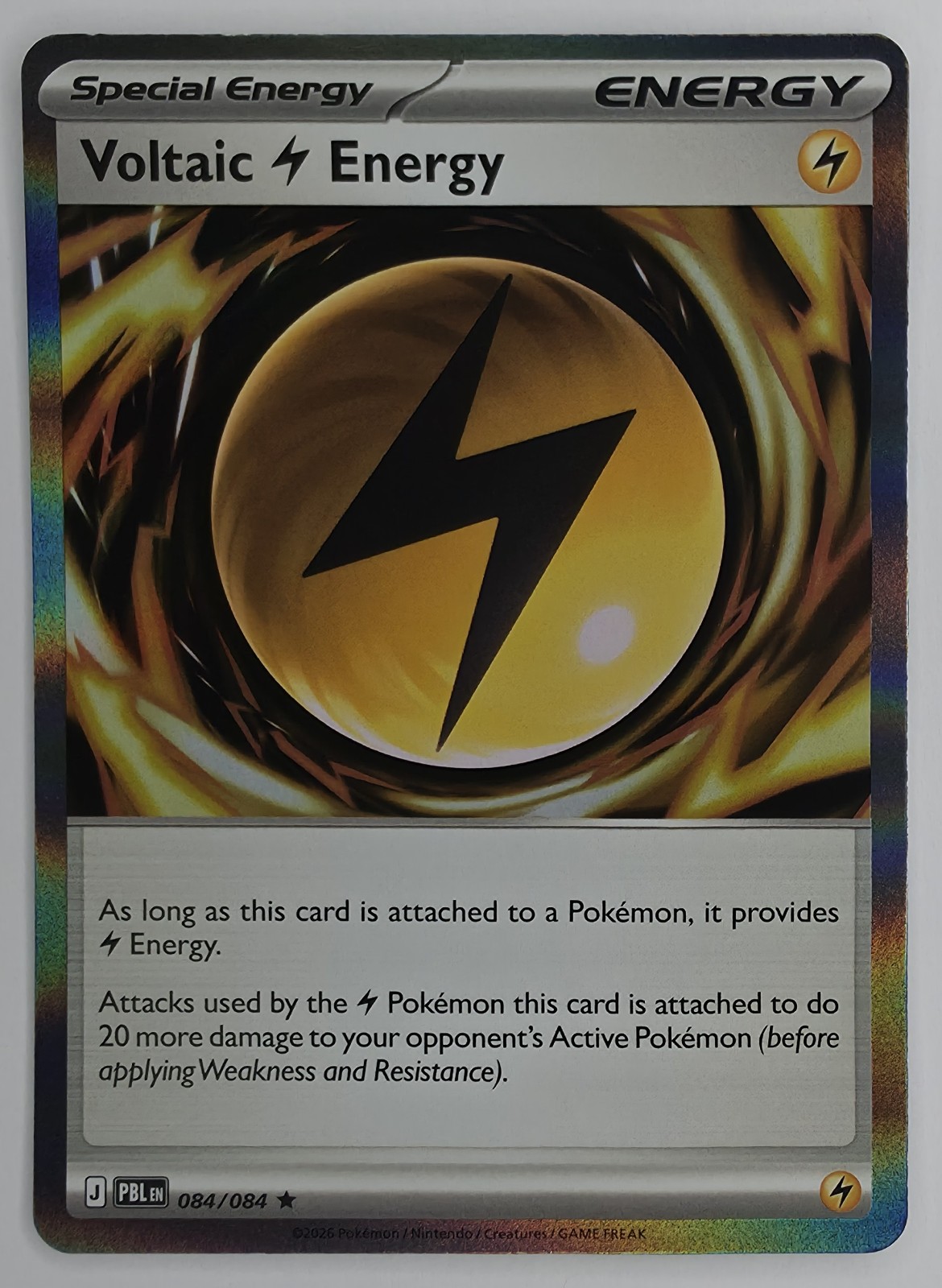 2026 Pokemon Pitch Black Voltaic Lightning Energy #084/084 Holo Rare front