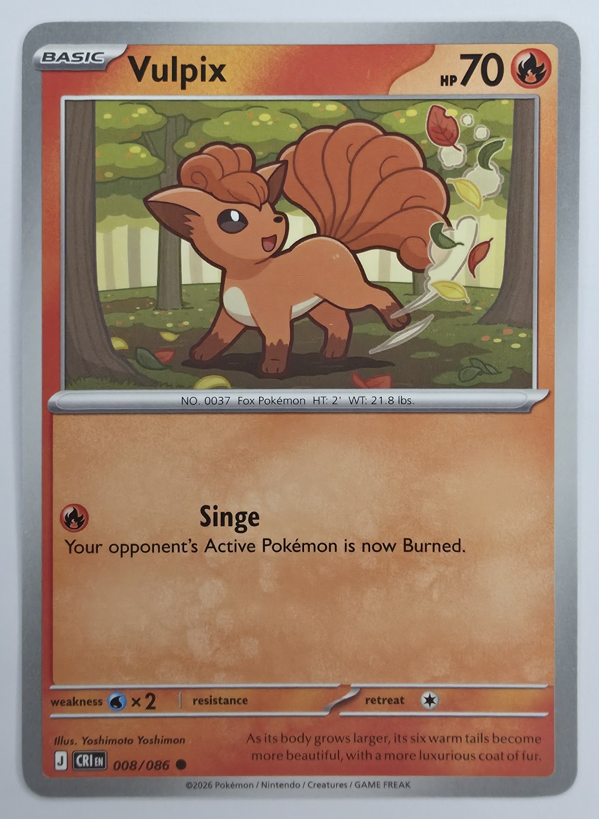 2026 Pokemon Chaos Rising Vulpix #008/086 Common front
