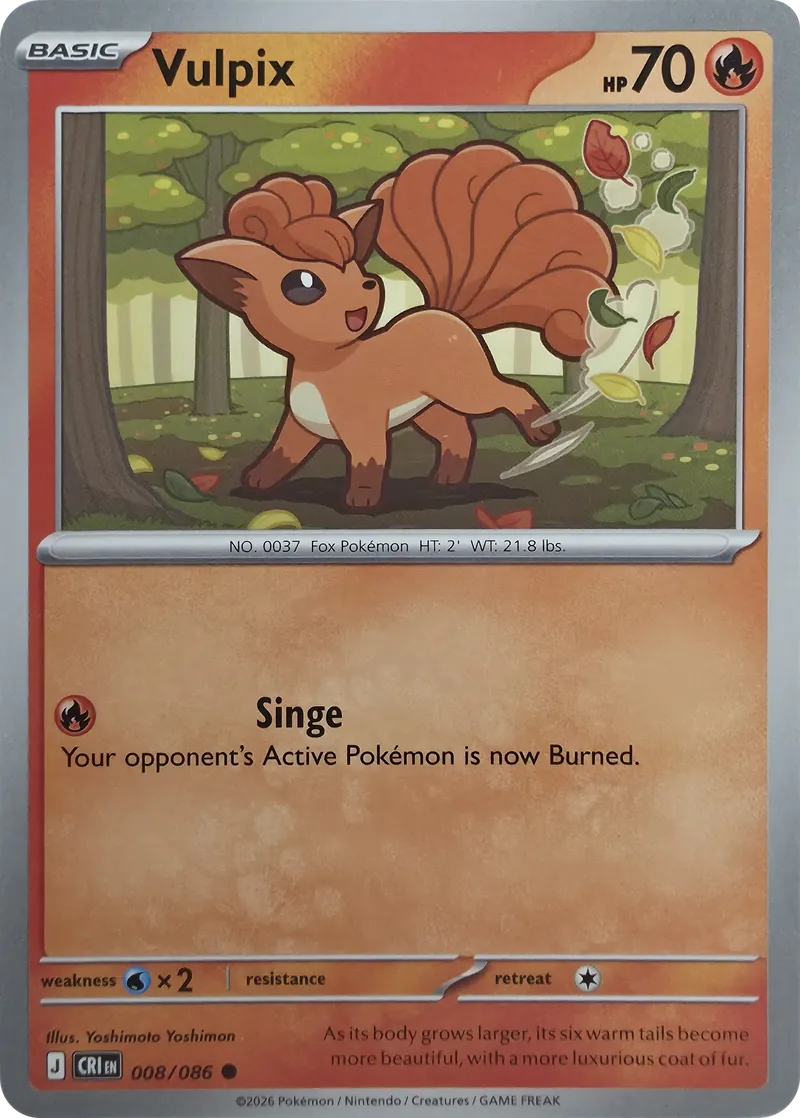 2026 Pokemon Chaos Rising Vulpix #008/086 Common front