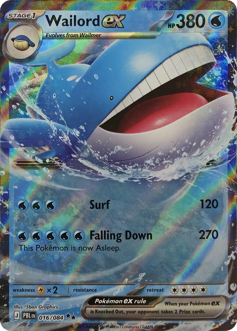 2026 Pokemon Pitch Black Wailord ex #016/084 Double Rare Holo front