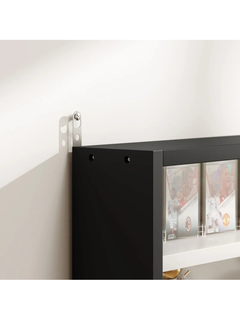 Wall-Mounted Glass Display Case, 5-Tier Adjustable Shelves, Black/Whit, photo 4