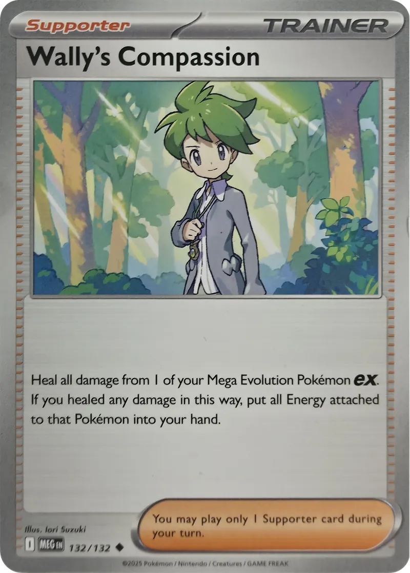 2025 Pokemon Mega Evolution Wally's Compassion #132/132 Reverse Holo Uncommon, front