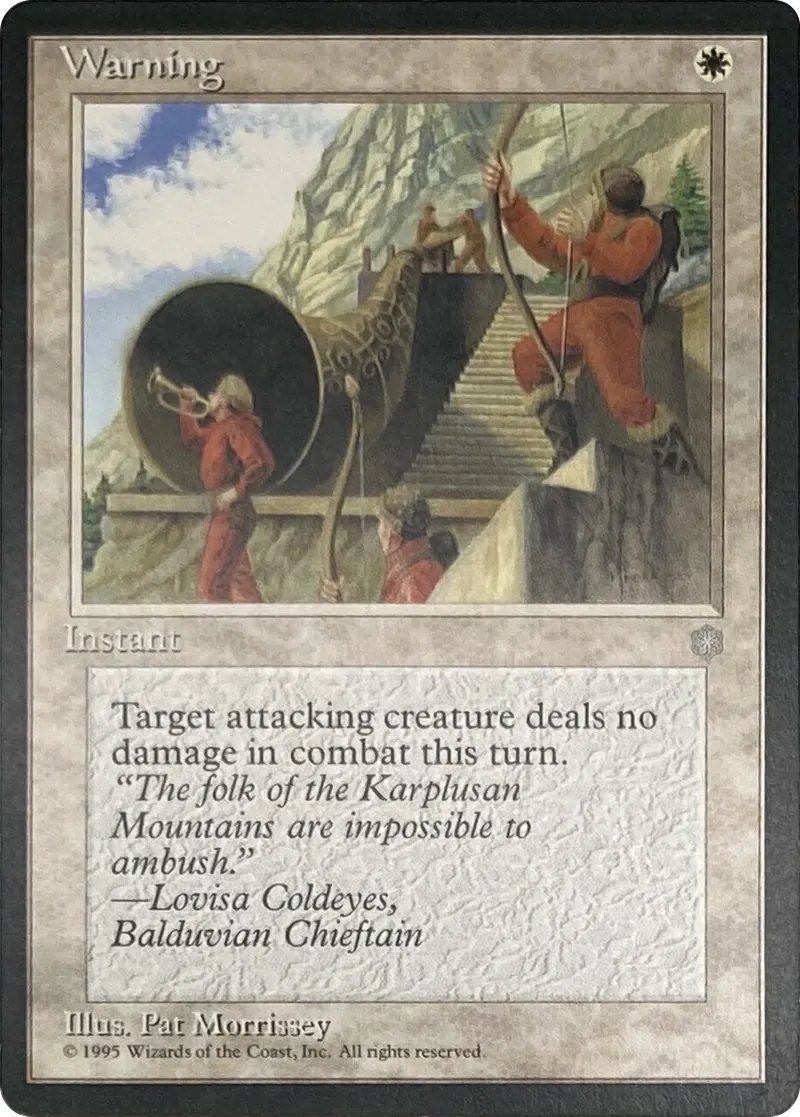 1995 Magic: The Gathering Ice Age Warning Common front