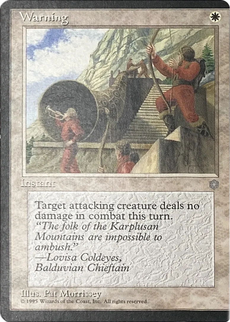 1995 Magic: The Gathering Ice Age Warning Common front