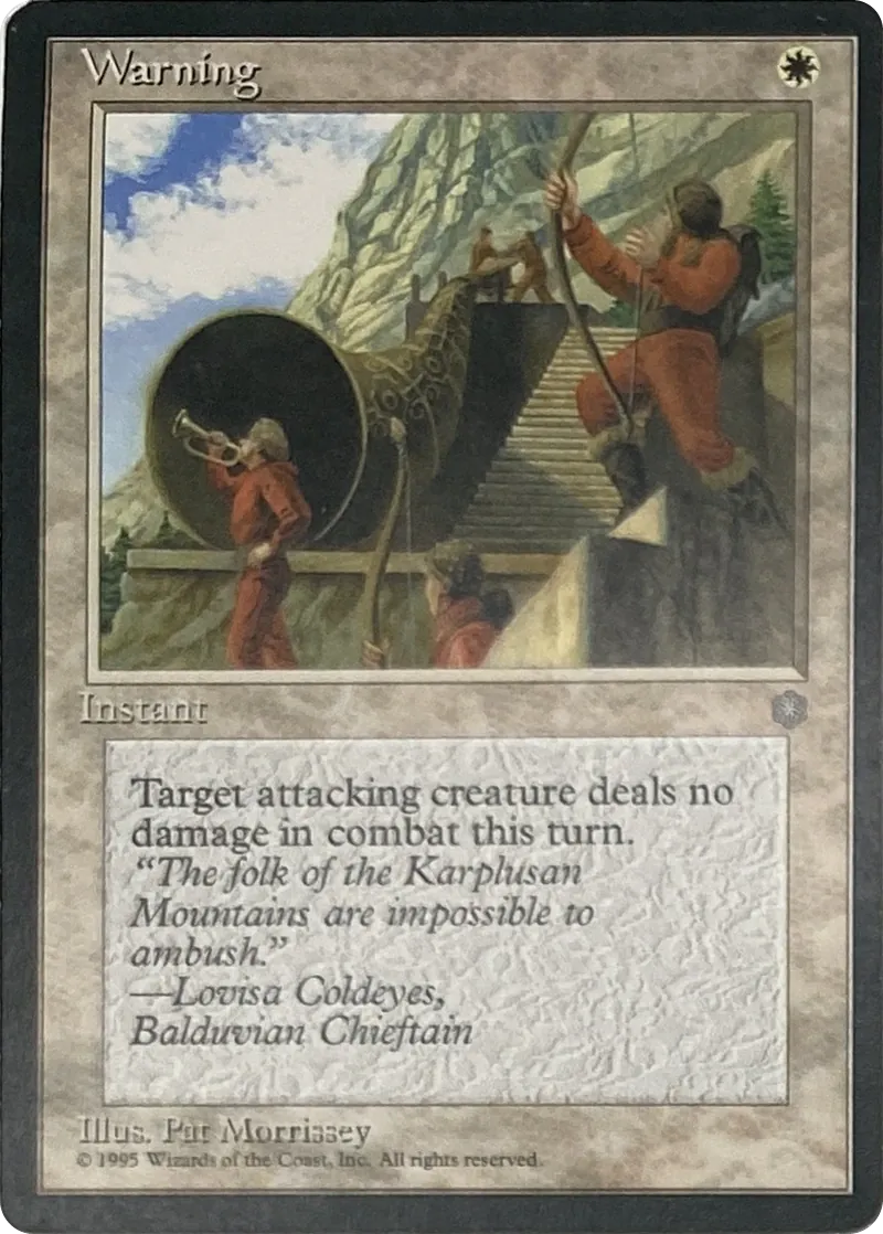 1995 Magic: The Gathering Ice Age Warning Common front