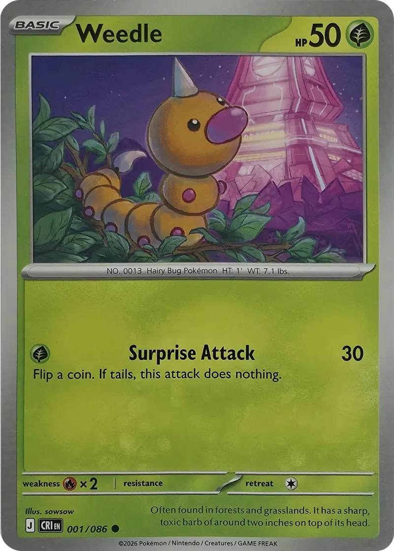 2026 Pokemon Chaos Rising Weedle #001/086 Common front