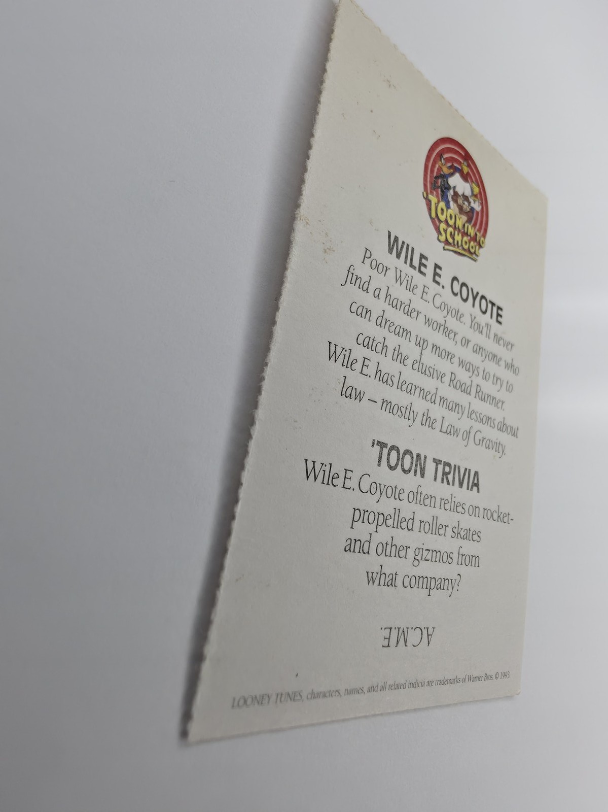 Wile E. Coyote 'Toon In To School card photo 5