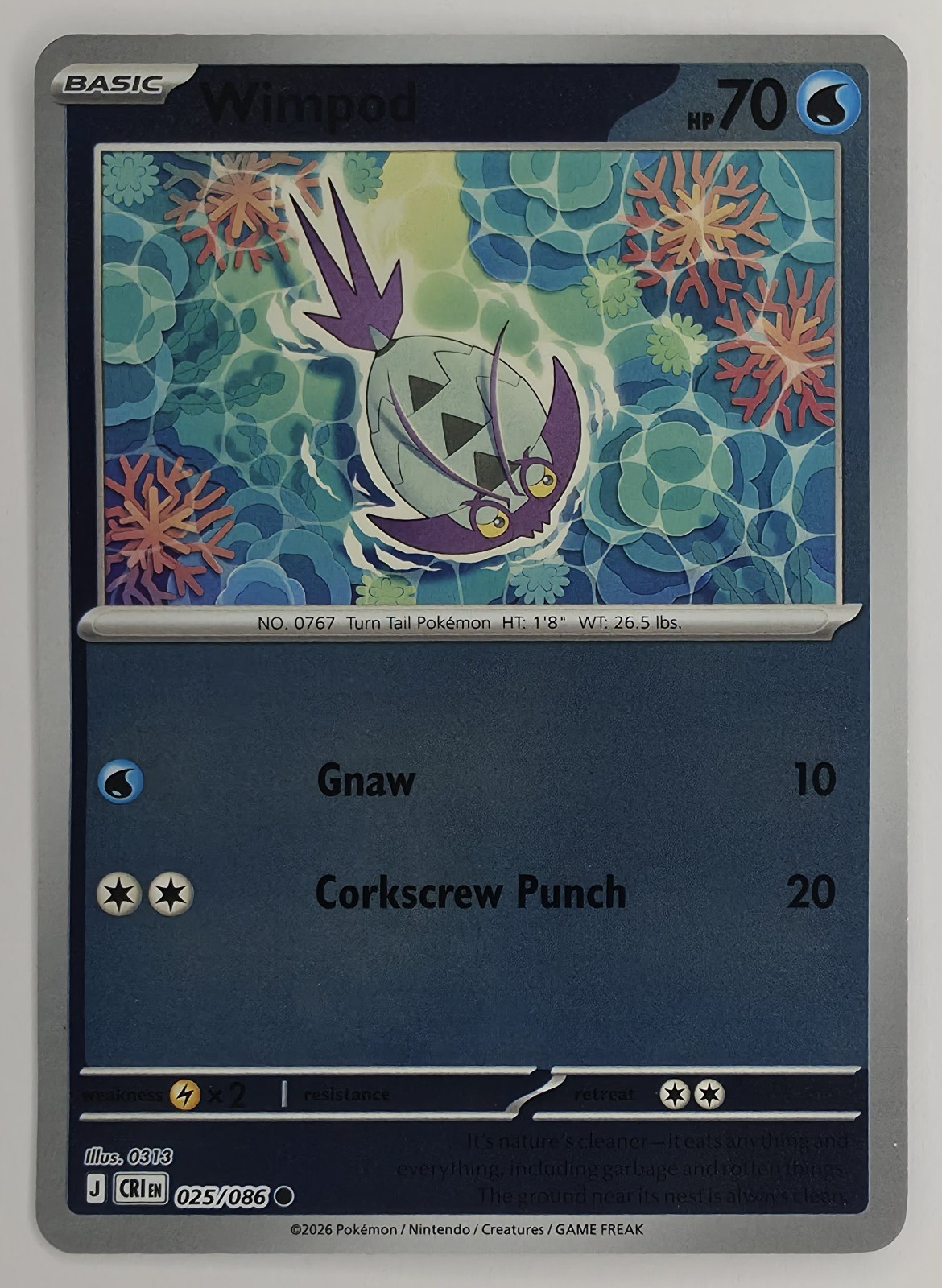 2026 Pokemon Chaos Rising Wimpod #025/086 Reverse Holo Common front