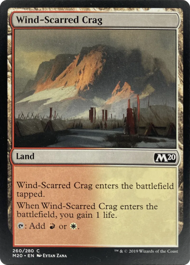 2019 Magic: The Gathering Core Set 2020 Wind-Scarred Crag #260/280 Common front