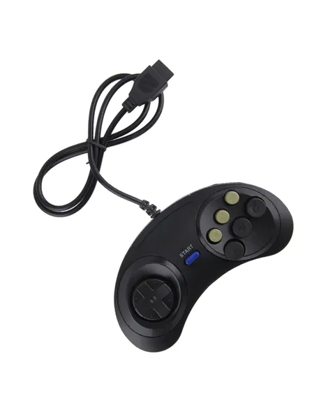 Two black wired 6-button retro controllers, photo 10