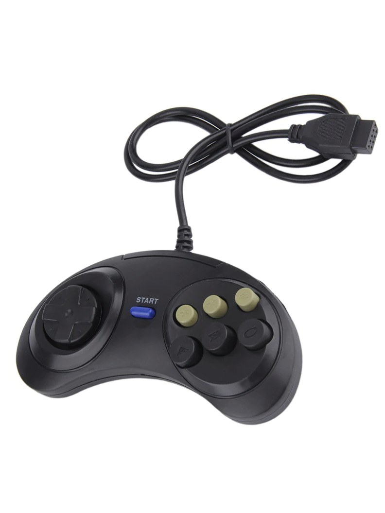 Two black wired 6-button retro controllers, photo 7