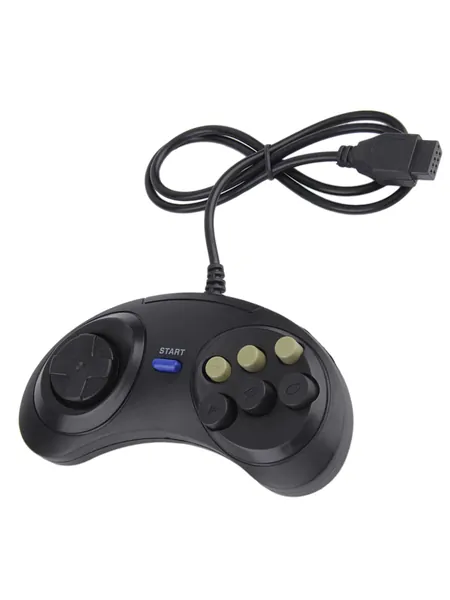 Two black wired 6-button retro controllers, photo 7