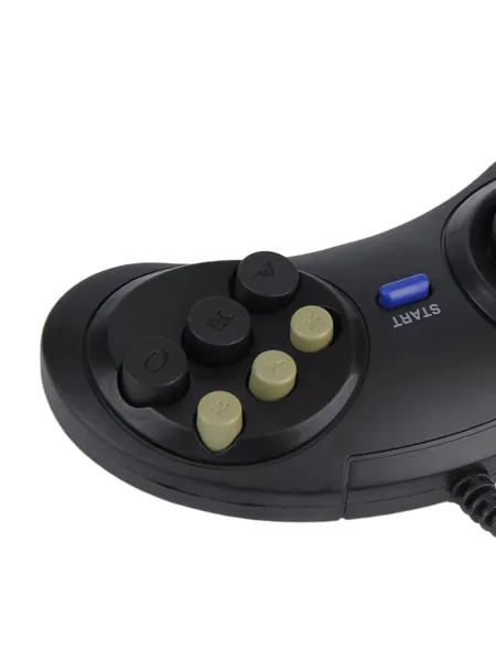 Two black wired 6-button retro controllers, photo 9