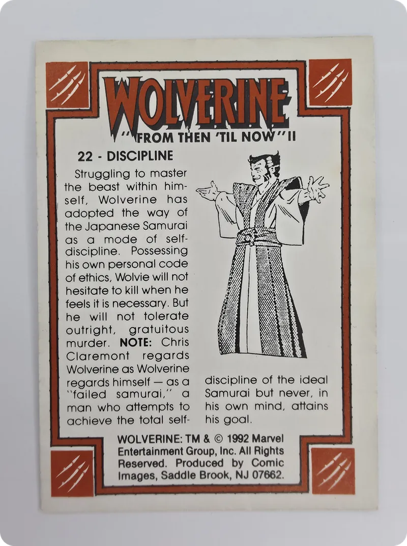 1992 Comic Images Wolverine: From Then 'Til Now II Wolverine, back
