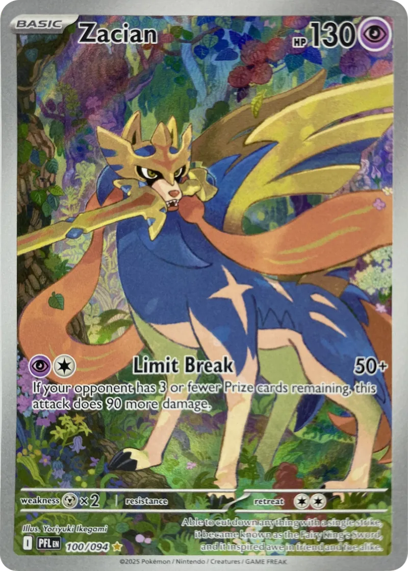 2025 Pokemon Phantasmal Flames Zacian #100/094 Illustration Rare front