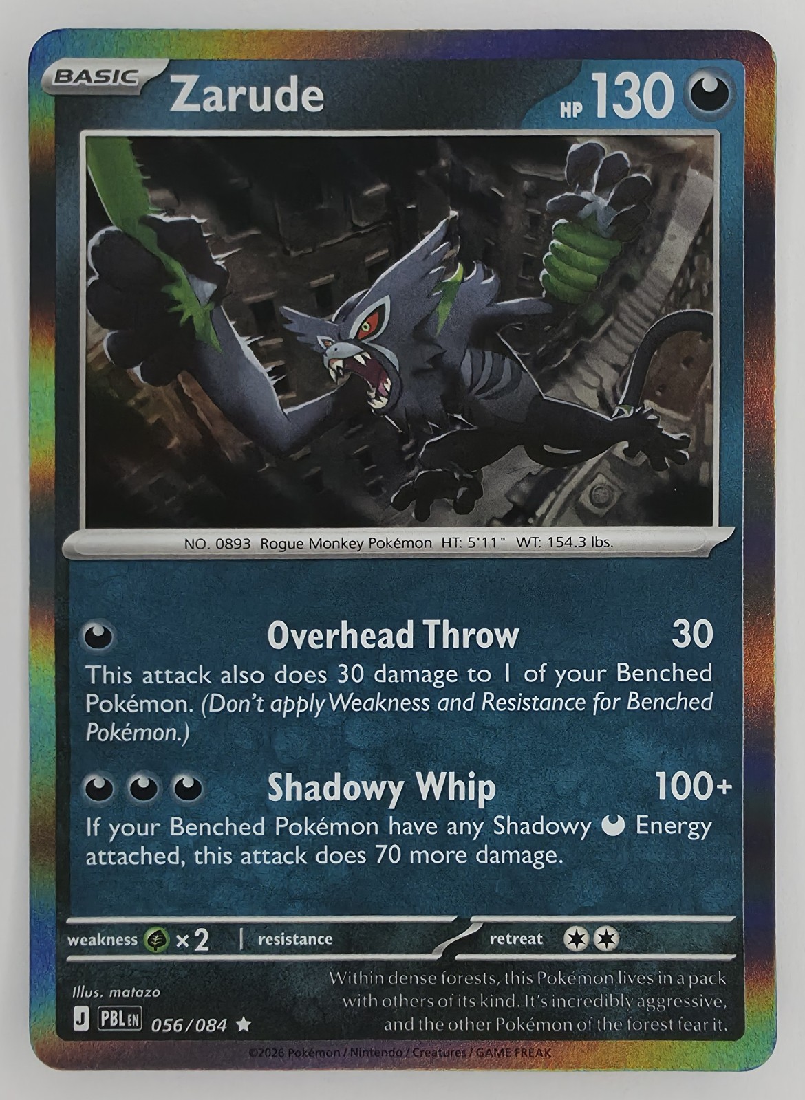 2026 Pokemon Pitch Black Zarude #056/084 Holo Rare front