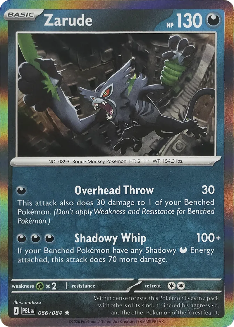 2026 Pokemon Pitch Black Zarude #056/084 Holo Rare front
