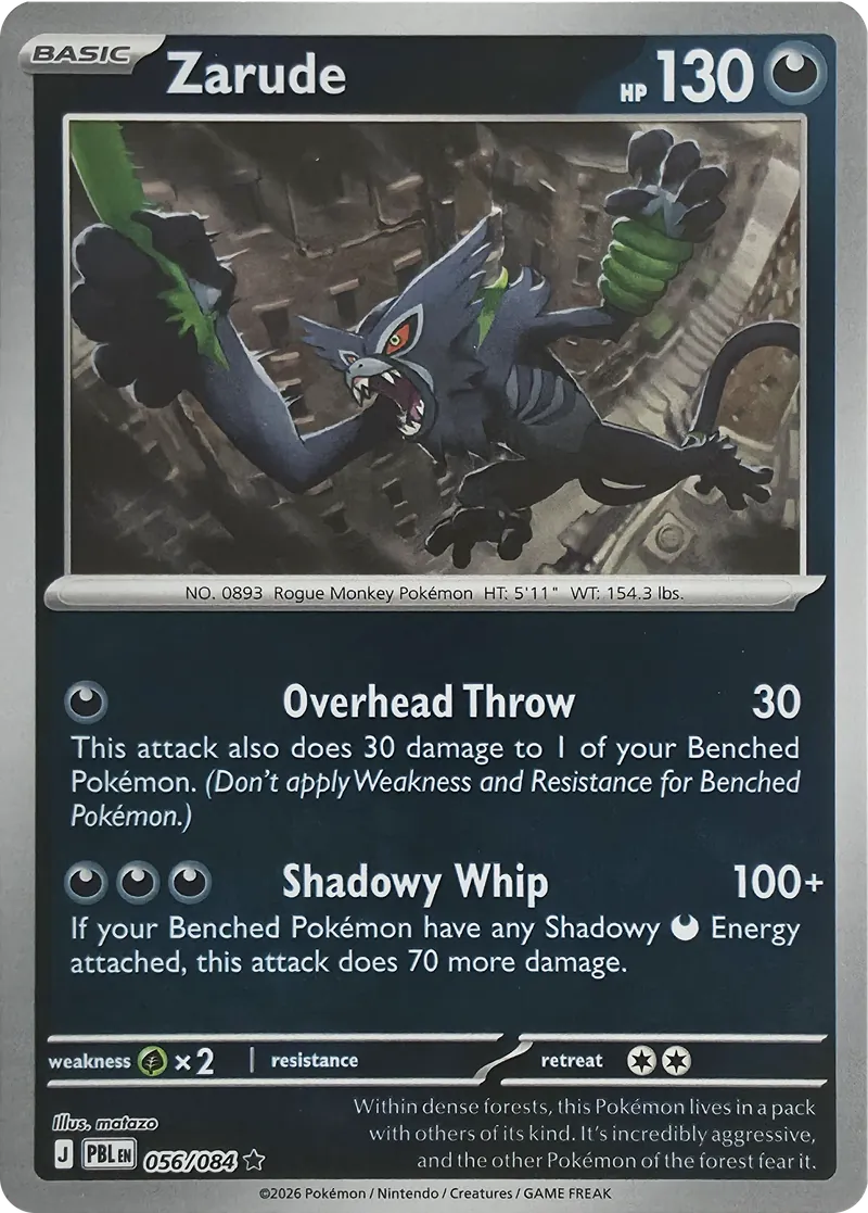 2026 Pokemon Pitch Black Zarude #056/084 Reverse Holo Rare front