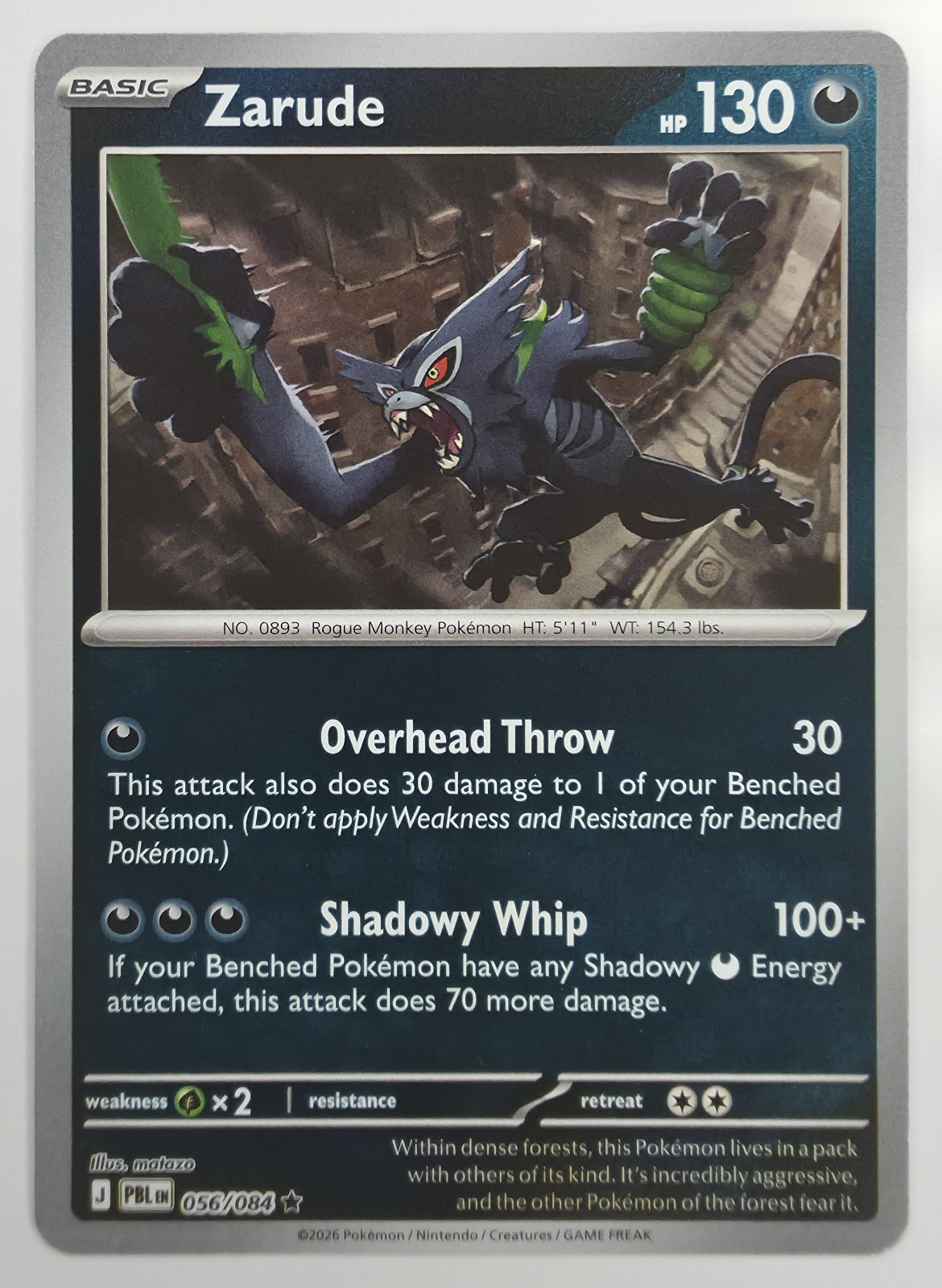 2026 Pokemon Pitch Black Zarude #056/084 Reverse Holo Rare front