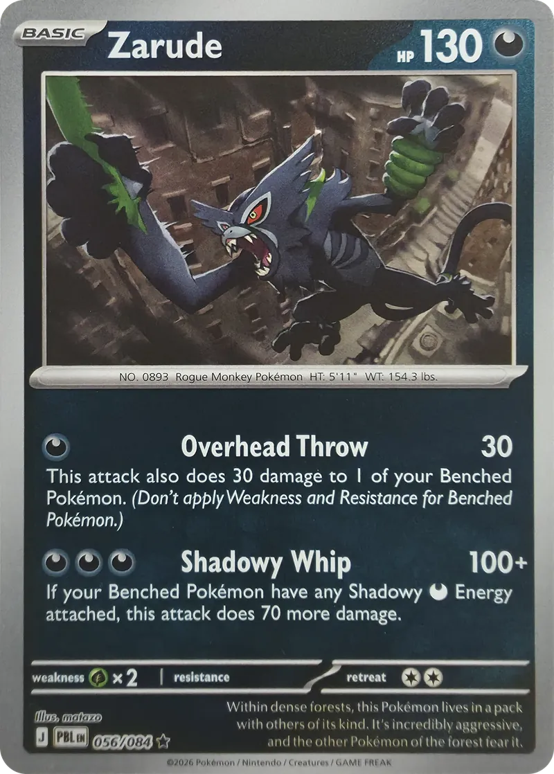 2026 Pokemon Pitch Black Zarude #056/084 Reverse Holo Rare front