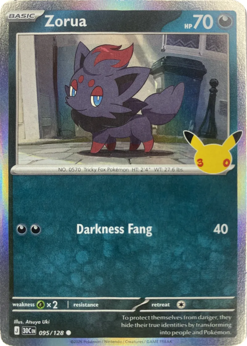 2026 Pokemon 30th Celebration Zorua #095/128 Common front